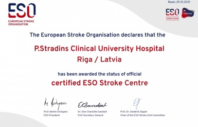 Mūsu Neiroloģijas klīnika atzīta par Eiropas Insulta Organizācijas (ESO) sertificētu centru