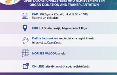 Aicinām uz konferenci OPEN DOORS: Challenges and Achievements in Organ Donation and Transplantation