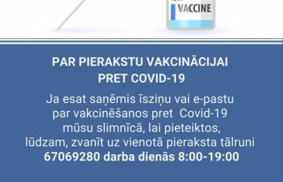 Pieraksta tālrunis vakcinācijai pret covid-19