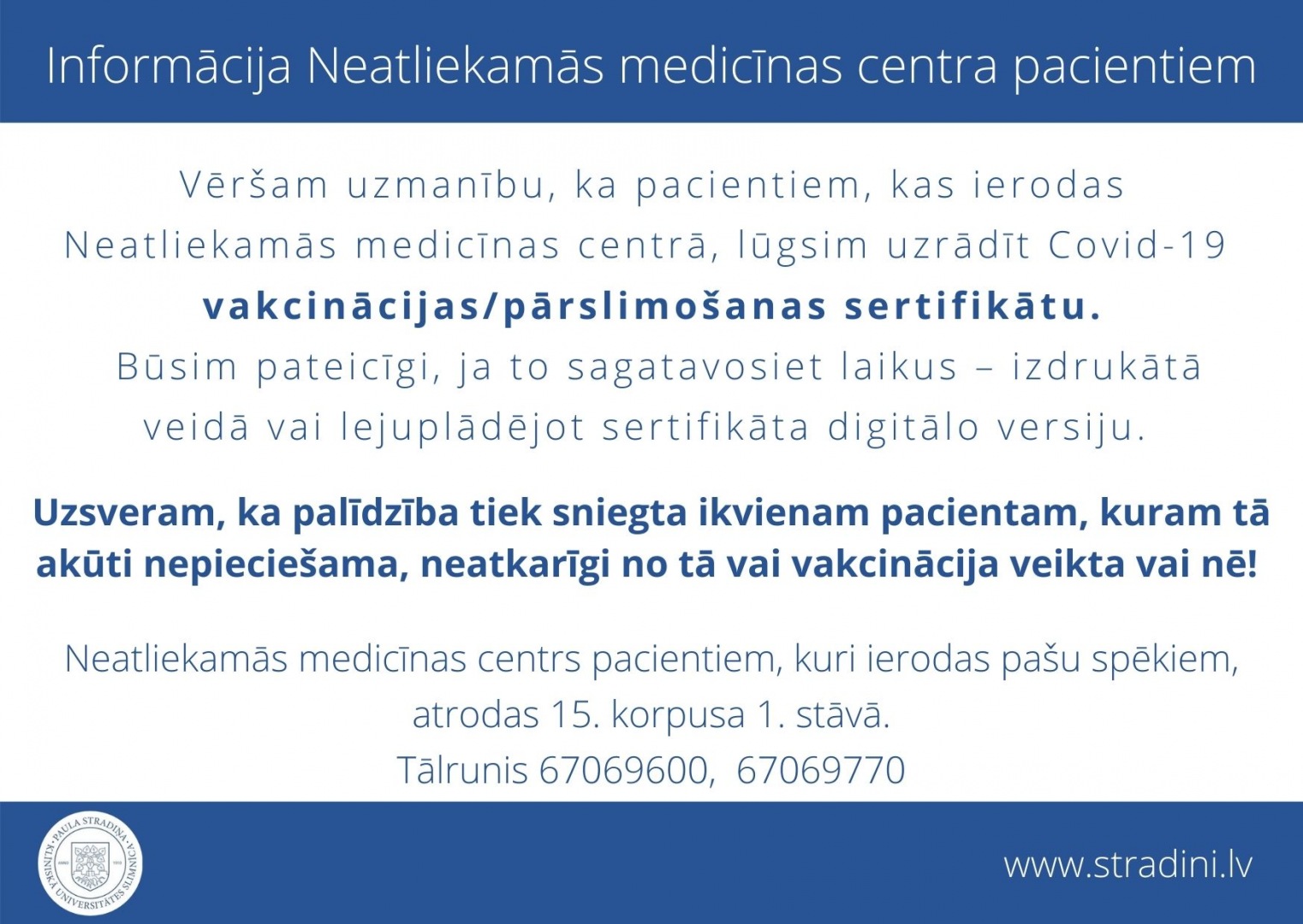 Informācija NMC pacientiem