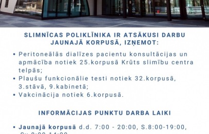 Aktuālā informācija slimnīcas pacientiem