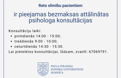 Reto slimību pacientiem ir pieejamas bezmaksas attālinātas psihologa konsultācijas