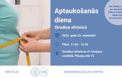 25. septembrī Stradiņa slimnīcā norisināsies informatīvs pasākums par aptaukošanos