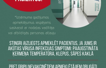 Slimnīcā ir noteikti pastiprināti infekciju kontroles pasākumi 