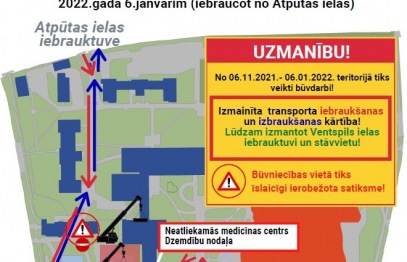 Izmaiņas transporta kustībā slimnīcas teritorijā