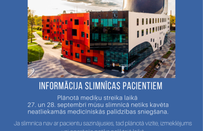 Informācija par slimnīcas darbību mediķu streika laikā