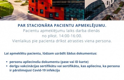 Iespējami pacientu tuvinieku apmeklējumi stacionāra nodaļās