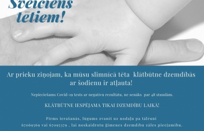 Slimnīcā tiek atsāktas ģimenes dzemdības